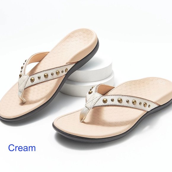 Vionic Leather Studded Thong Sandals - Vanessa - Picture 11 of 14